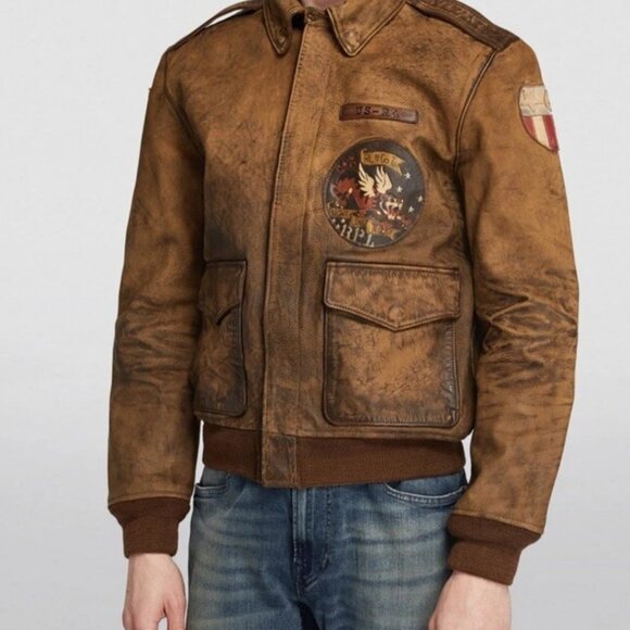 NWT Polo ralph lauren Leather Flight Jacket Sz Large L - Picture 13 of 15